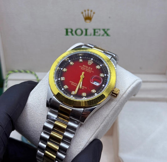 Two Tone Rolex with Red Dial