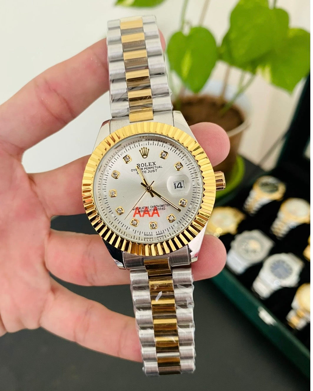 Two Tone Rolex with white dial