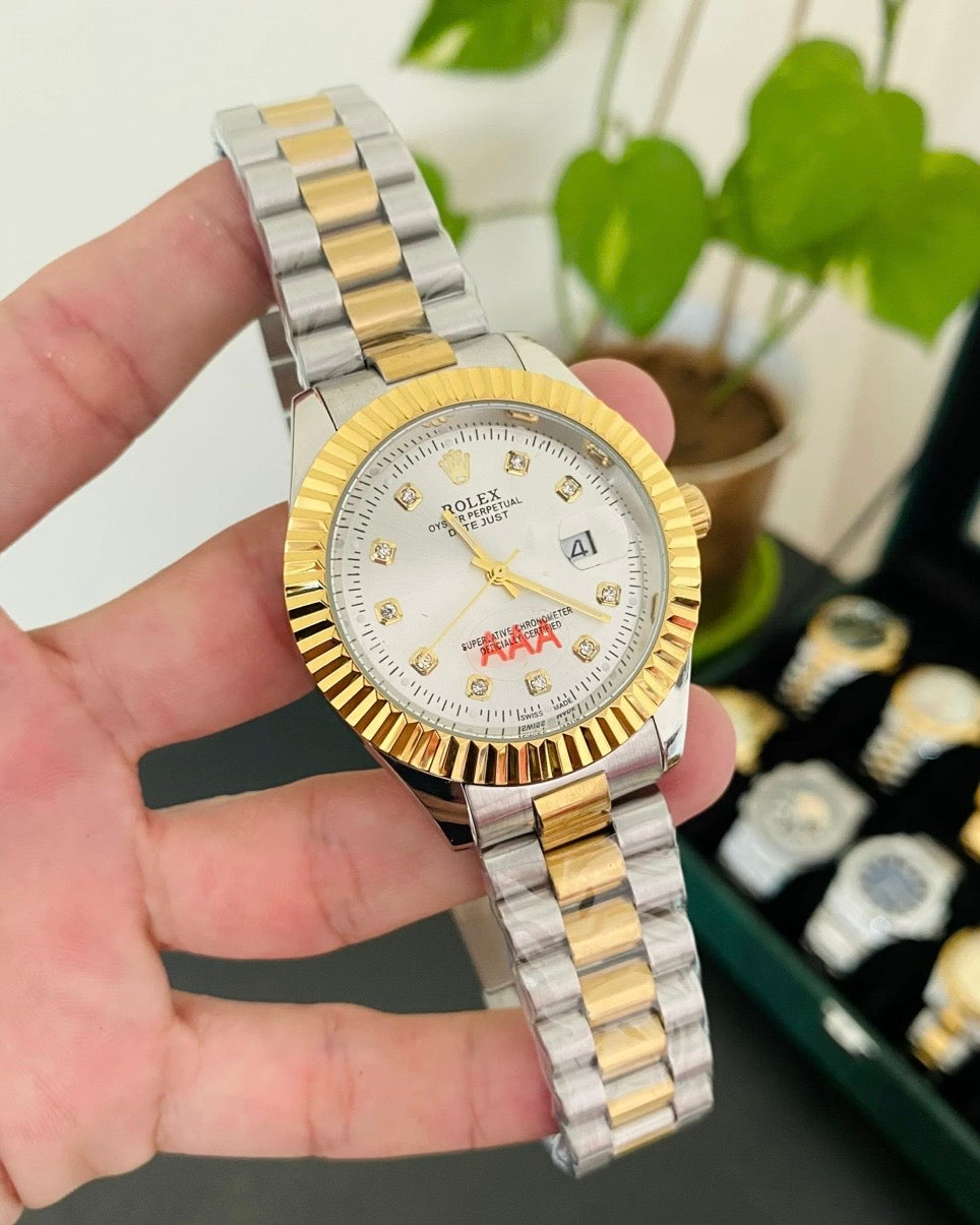 Two Tone Rolex with white dial