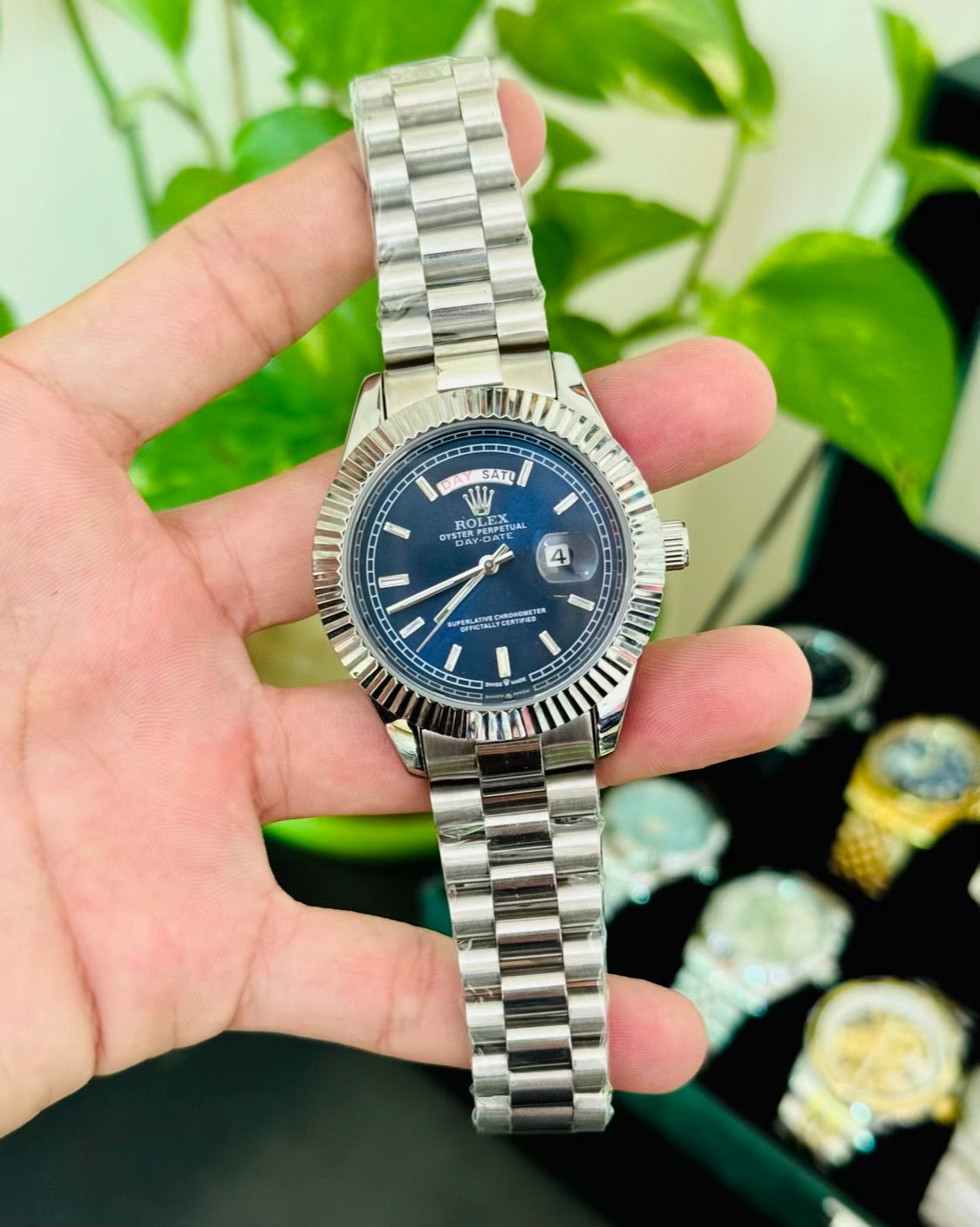 Day Date silver with Blue Dial Rolex