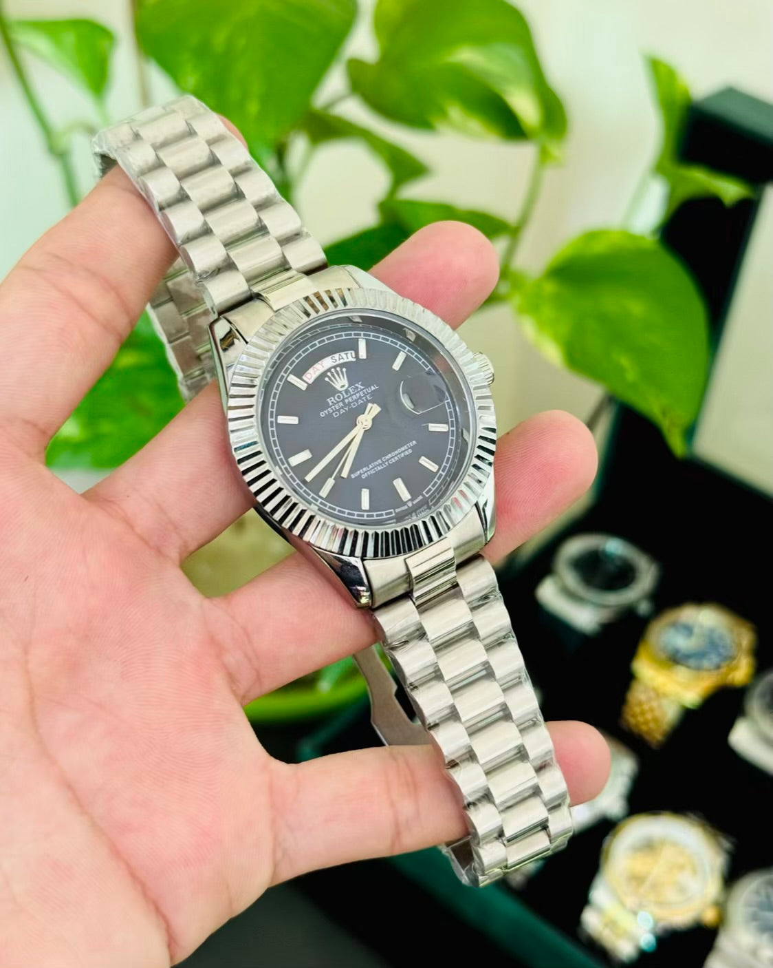 Day Date silver with Blue Dial Rolex