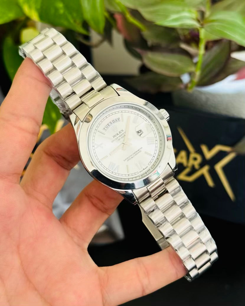Day Date silver with white dial Rolex