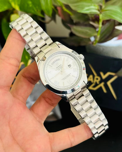 Day Date silver with white dial Rolex