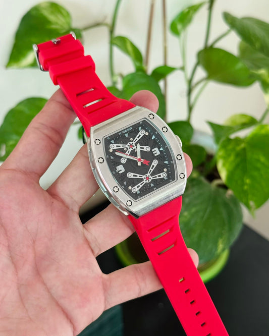 Rubber Red Strap Stainless Steel Dail Watch XG-03