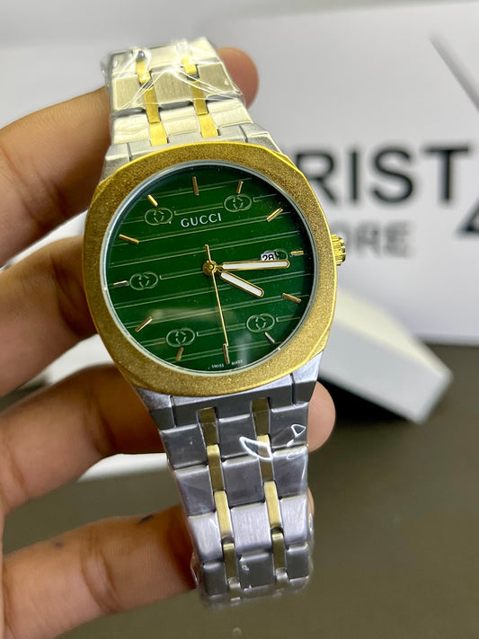 Gucci two tone with green dial