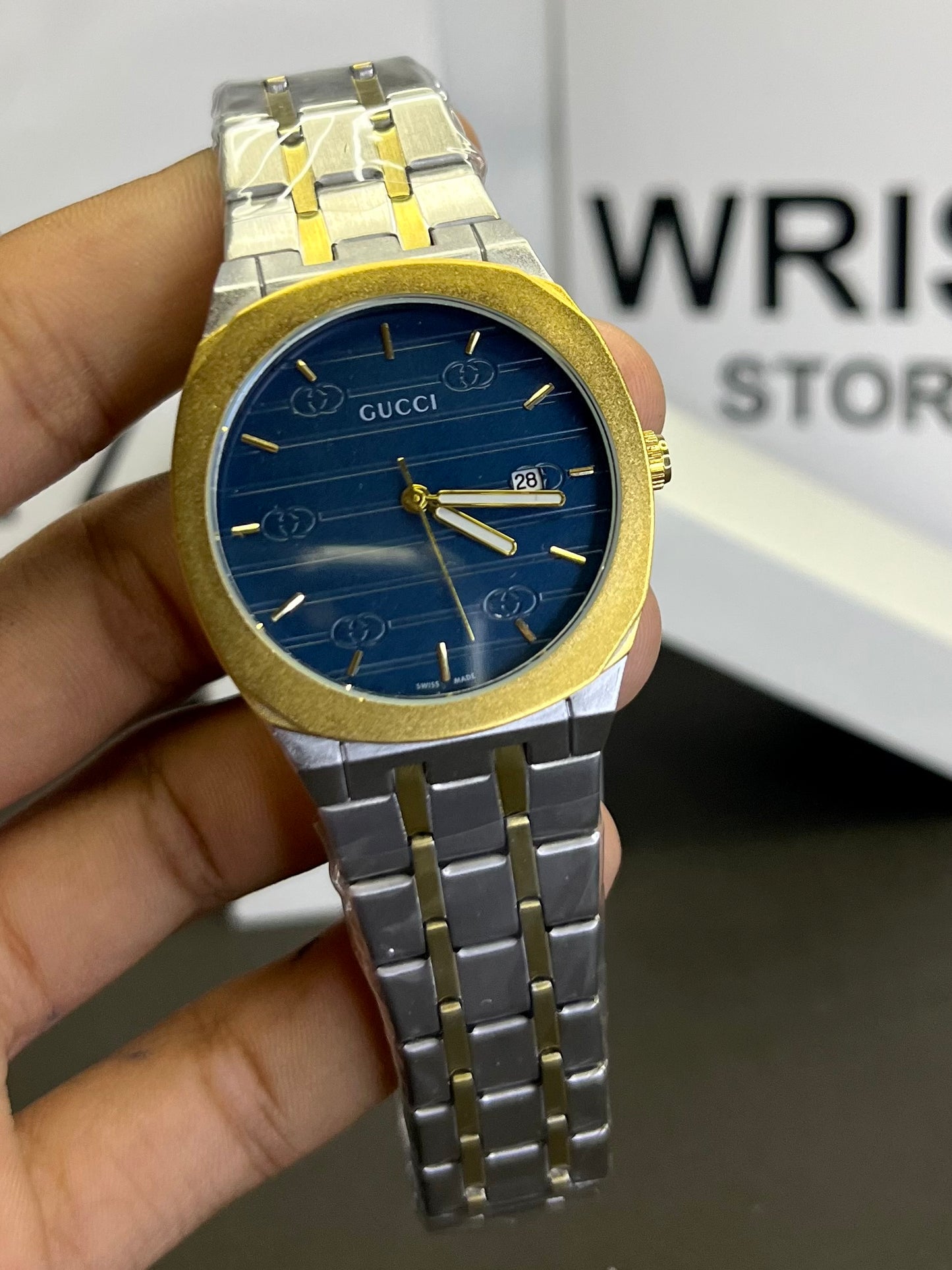 Gucci two tone blue dial