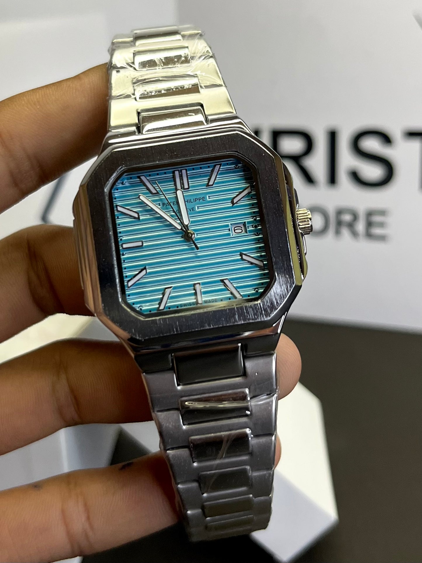 Pp silver with light blue dia