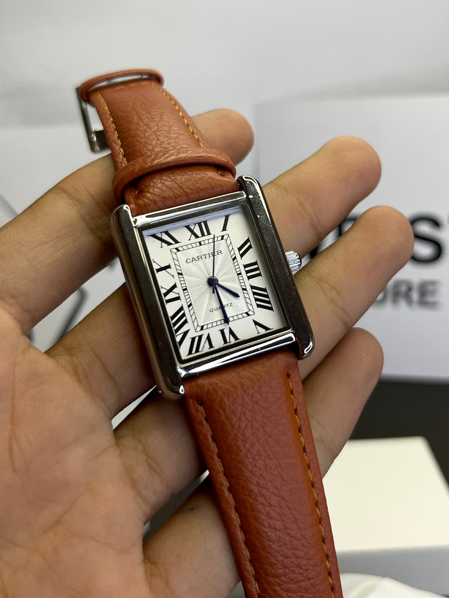 Cartier tank brown strap